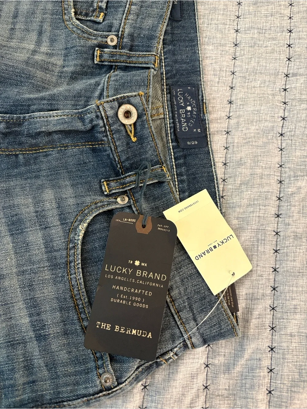 Lucky Brand Men's-Style Boyfriend Denim Shorts in Medium Blue Wash